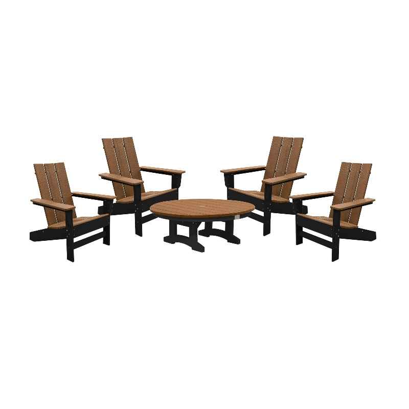 May River Outdoor Seating 5-Piece Conversation Set (mahogany/black)